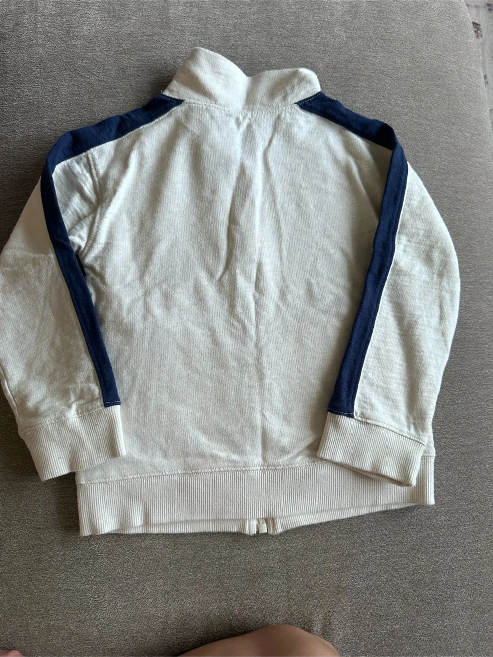 Carter's Cream Zip Front Sweatshirt with Navy Stripes